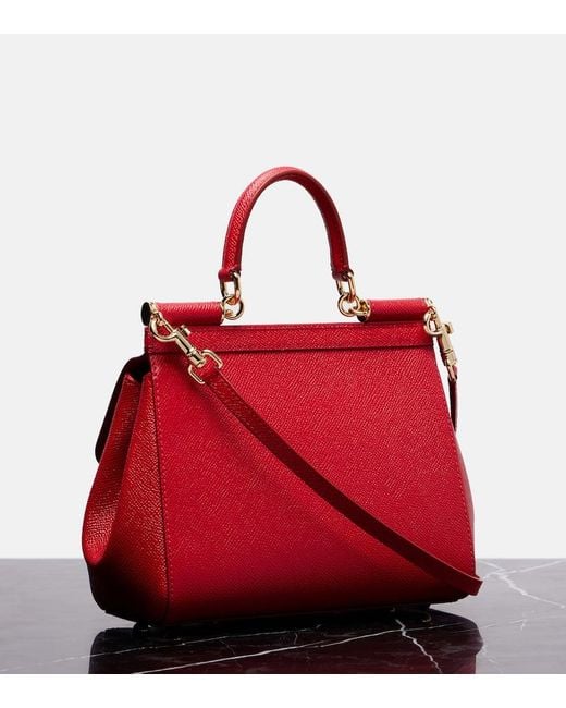 Dolce & Gabbana Red Tote Bag Sicily Small Aus Leder