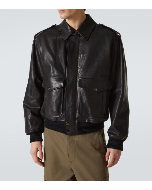 Burberry Black Leather Jacket for men