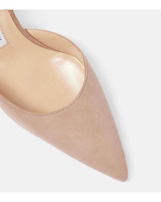 Manolo Blahnik Natural Carolyne 70 Suede Slingback Pumps