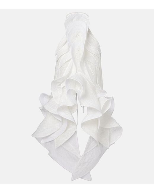 Maticevski White Etoile Wave Ruffled Top