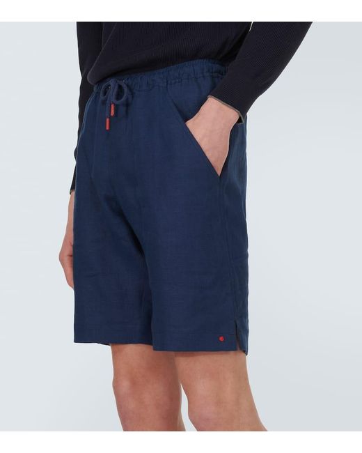 Shorts in lino di Kiton in Blue da Uomo