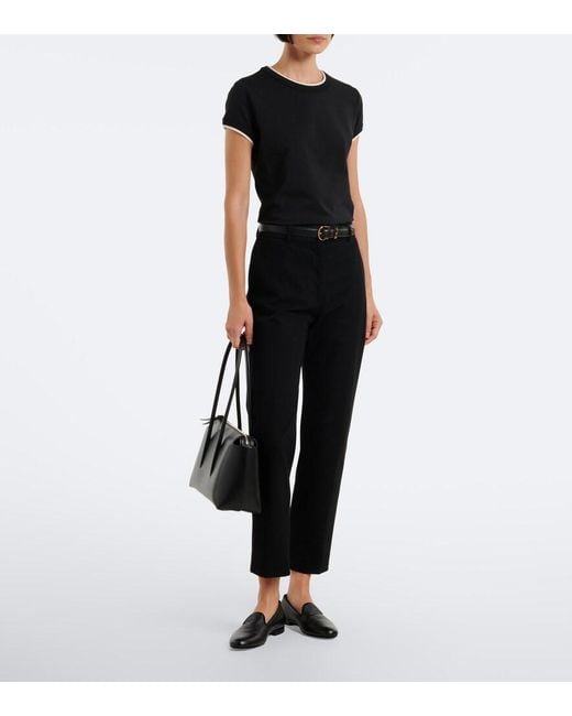 Veronica Beard Black Devin Cotton-Blend T-Shirt