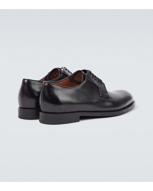 Zegna Black New Classic Flex Leather Derby Shoes for men