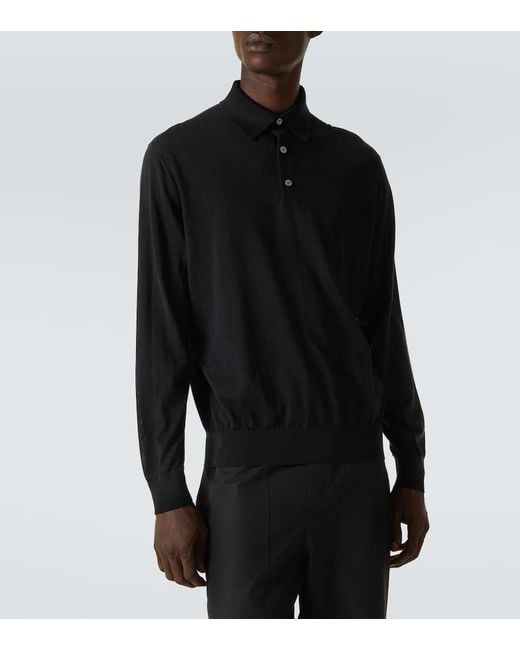 Zegna Black Wool Polo Shirt for men