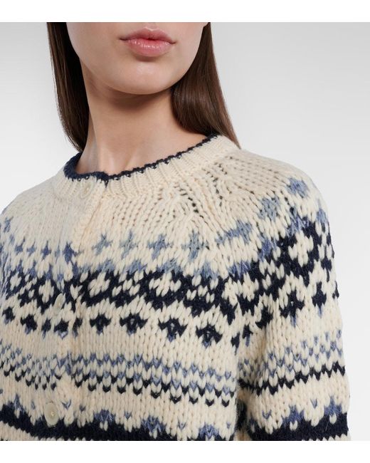 Velvet White Tovah Fair Isle Wool-Blend Cardigan