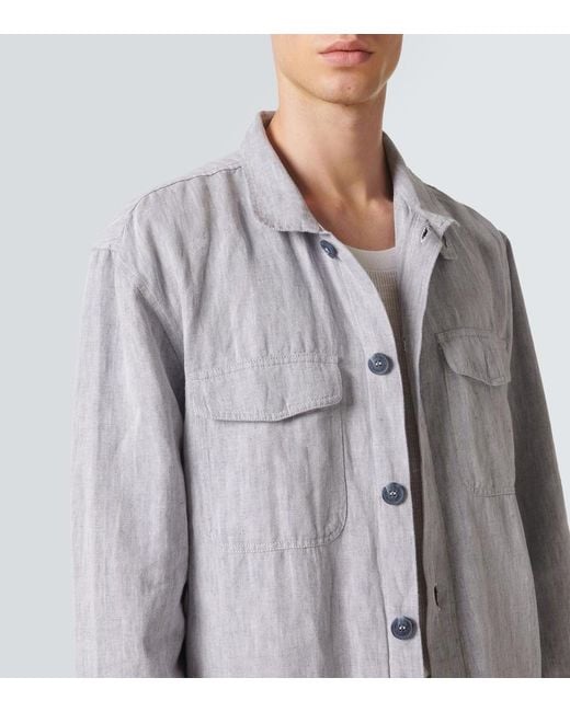 Frescobol Carioca Gray Nuno Cotton And Linen Overshirt for men