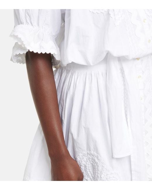 Juliet Dunn White Poplin Blouson Dress