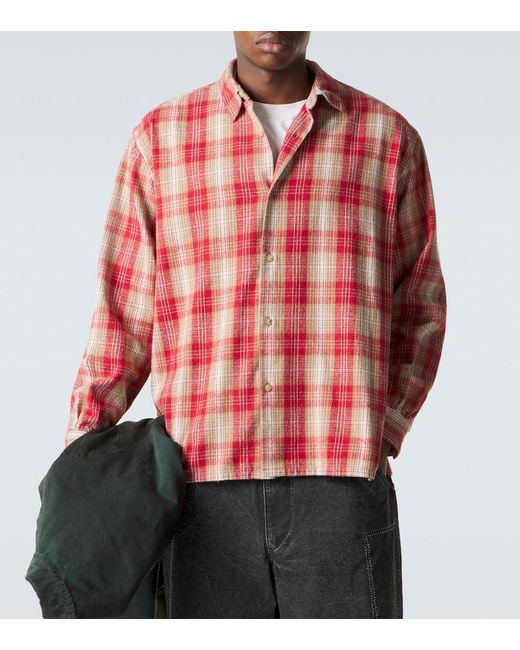 A.PRESSE Red Vintage Cotton And Silk Twill Shirt for men