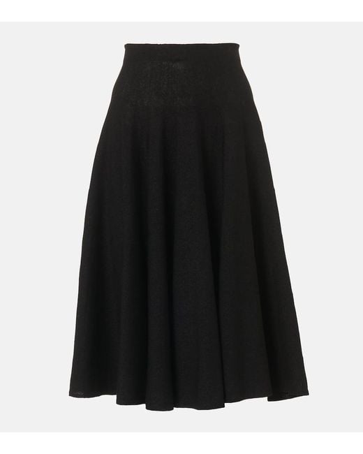The Row Black Jaliah Linen And Cotton-Blend Midi Skirt