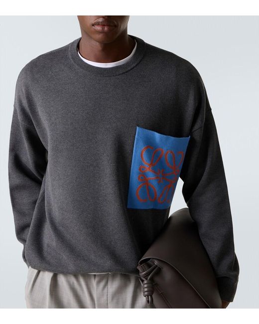 Loewe Gray Anagram Sweater for men