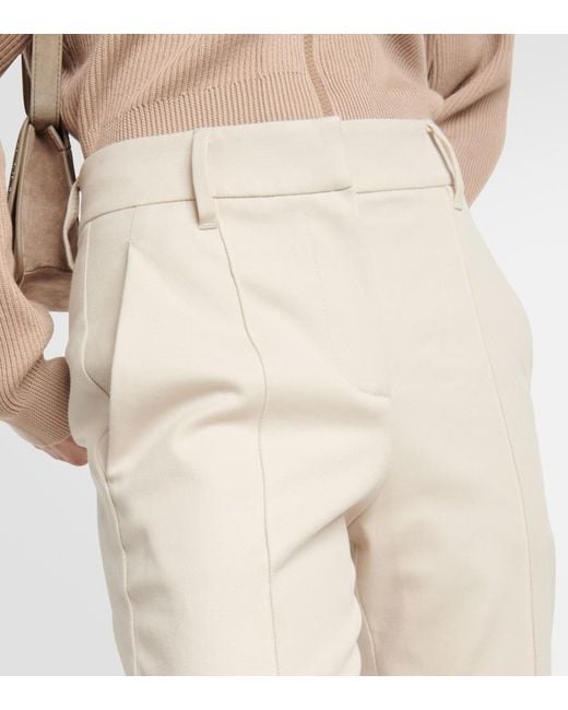 Brunello Cucinelli Natural Cotton-Blend Slim Pants