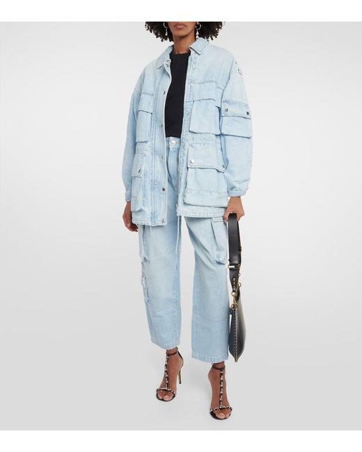 Isabel Marant Blue Elore Denim Cargo Pants
