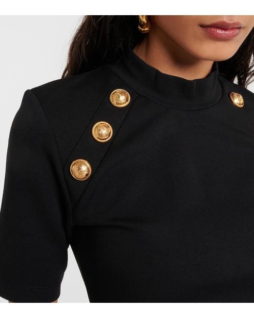 Balmain Black Raglan Stretch T-Shirt
