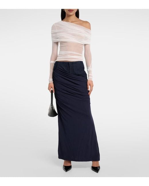 Christopher Esber White Draped Silk Top