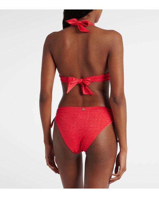 Max Mara Red Halterneck Lurex® Bikini Top