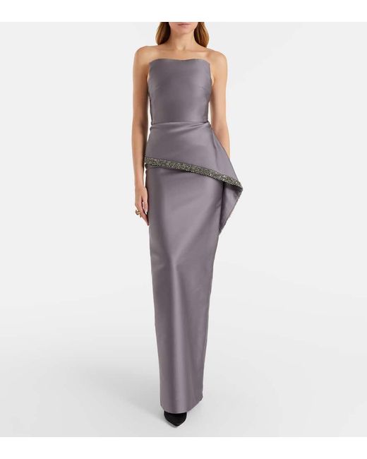 Roland Mouret Purple Crystal-Embellished Taffeta Gown