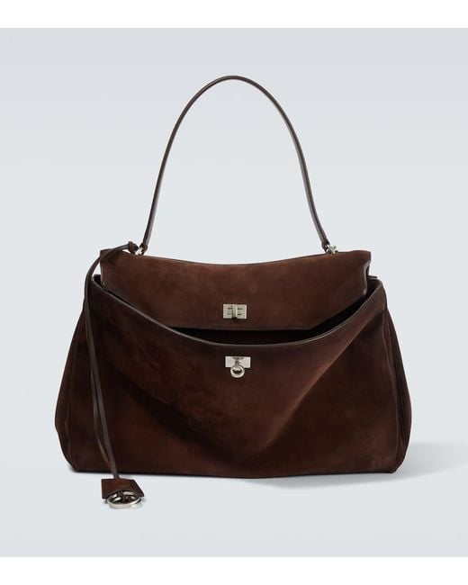 Balenciaga Brown Rodeo Suede Tote Bag for men