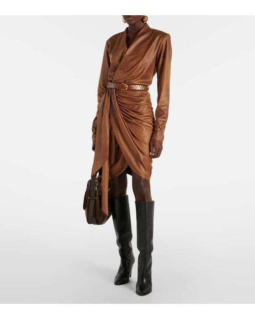 Isabel Marant Brown Aleora Draped Wrap Dress
