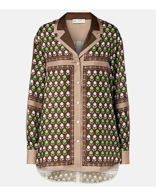 Tory Burch Brown Printed Silk Twill Shirt
