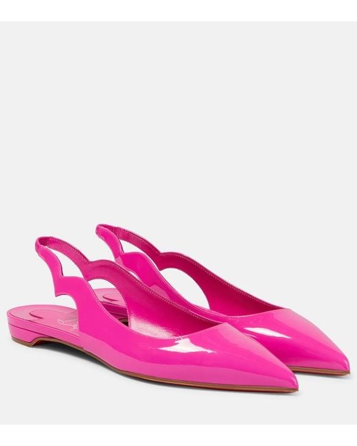 Christian Louboutin Pink Hot Chickita Sling Patent Leather Ballet Flats