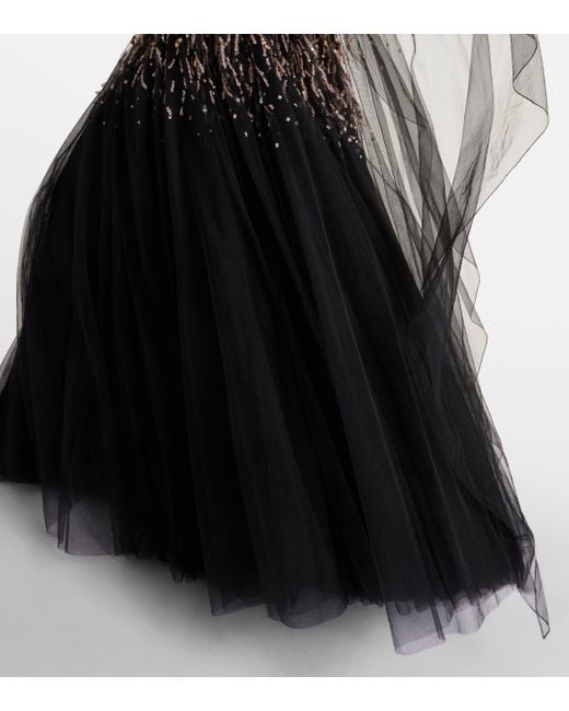 Robe longue Ursula à ornements en cristal Jenny Packham en coloris Black