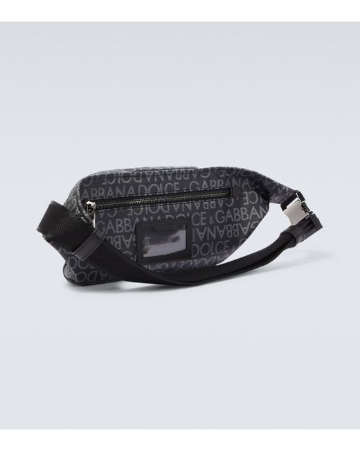 Dolce & Gabbana Black Small Logo Jacquard Belt Bag for men