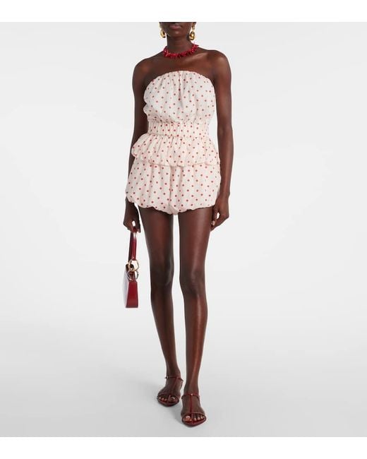 Posse Pink Aurelia Polka-Dot Linen Top