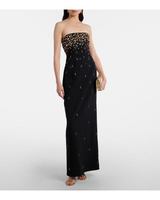 Jonathan Simkhai Black Reign Embellished Crepe Bustier Gown