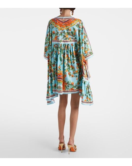 Dolce & Gabbana Blue Printed Cotton Kaftan