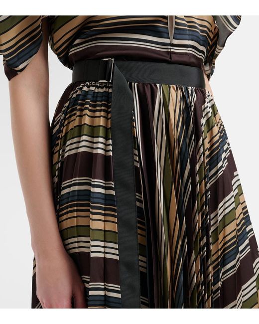 Sacai Black Striped Midi Skirt