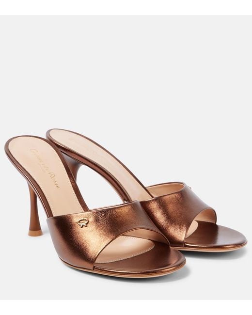 Gianvito Rossi Brown Leather Mules