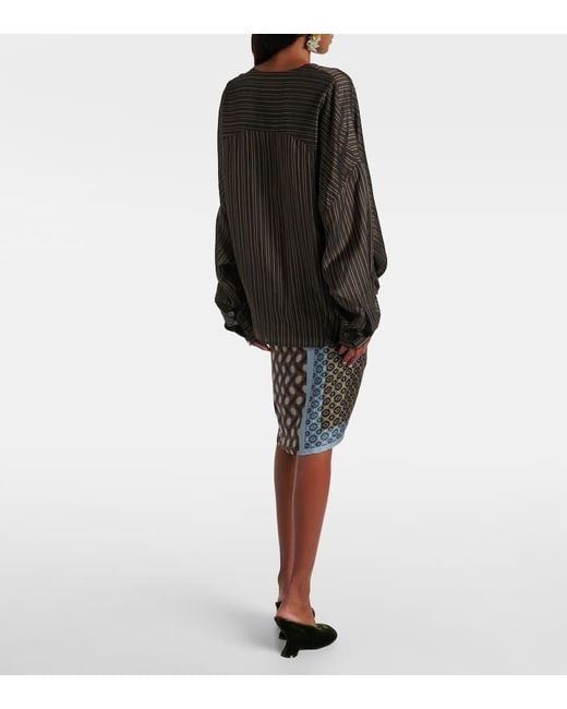 Top Envolvente A Rayas Dries Van Noten de color Black