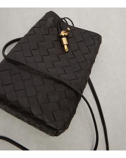Bottega Veneta Black Andiamo Intrecciato Leather Phone Pouch
