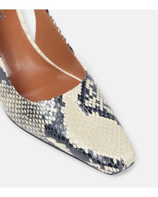 Paris Texas Natural Belle 75 Snake-Effect Leather Slingback Pumps