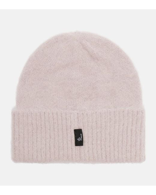 Gorro En Mezcla De Alpaca Con Logo Moncler de color Pink