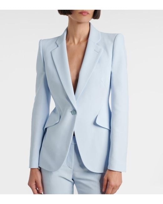 McQueen Blue Single-Breasted Blazer