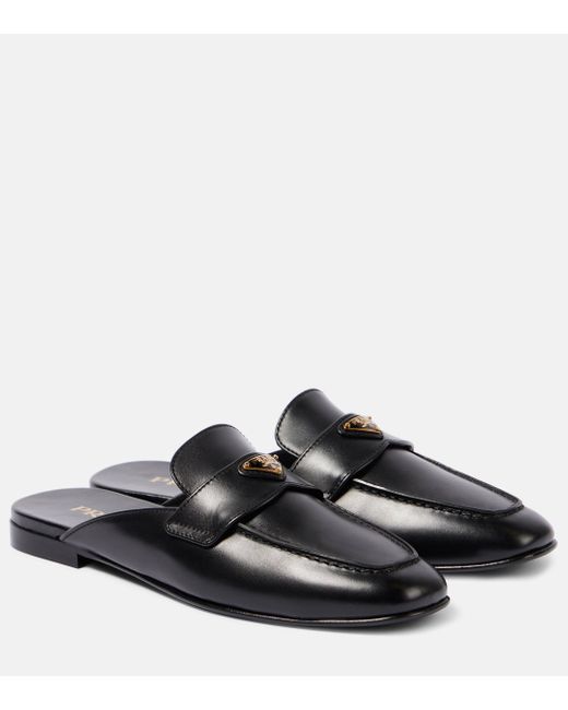 Prada metallic leather mules best sale