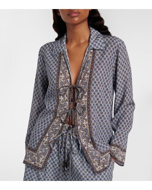 Veronica Beard Blue Eva Printed Blouse