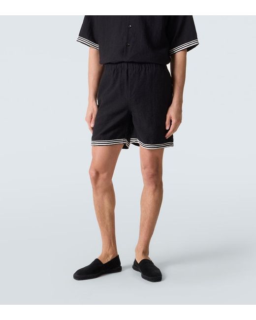 Commas Black Embroidered Shorts for men