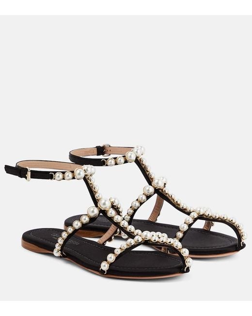 Giambattista Valli Black Maharani Faux Pearl-Embellished Sandals