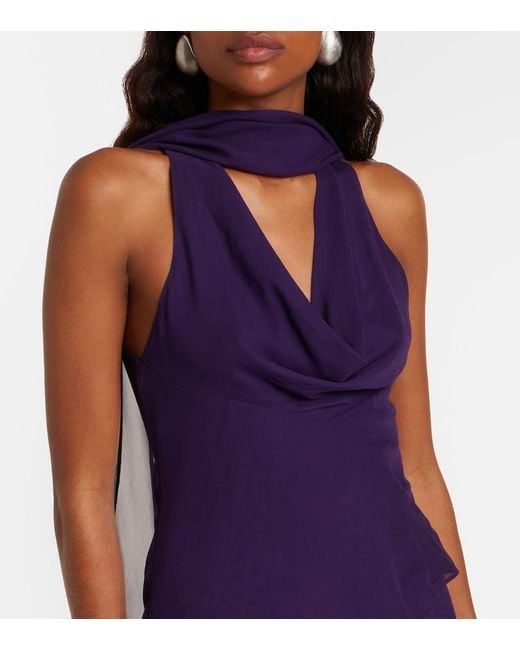 De La Vali Blue Diosa Draped Georgette Top