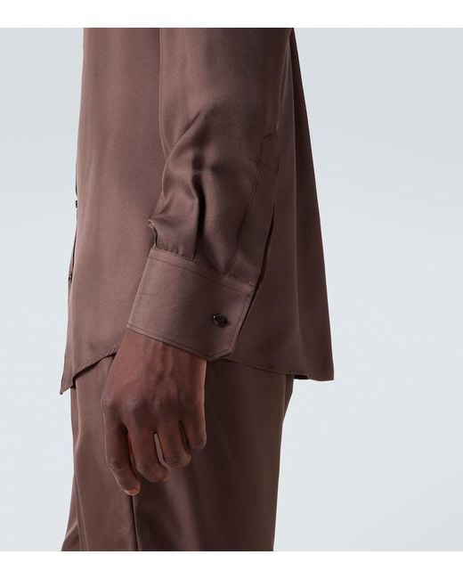 Dolce & Gabbana Brown Silk Twill Dress Shirt for men