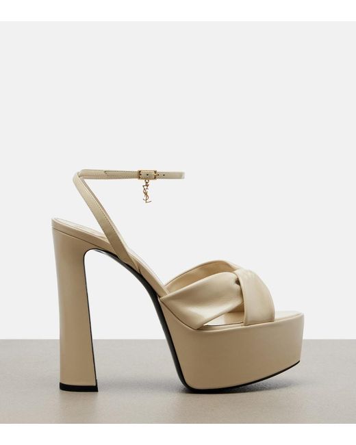Saint Laurent Metallic Franciane Leather Platform Sandals