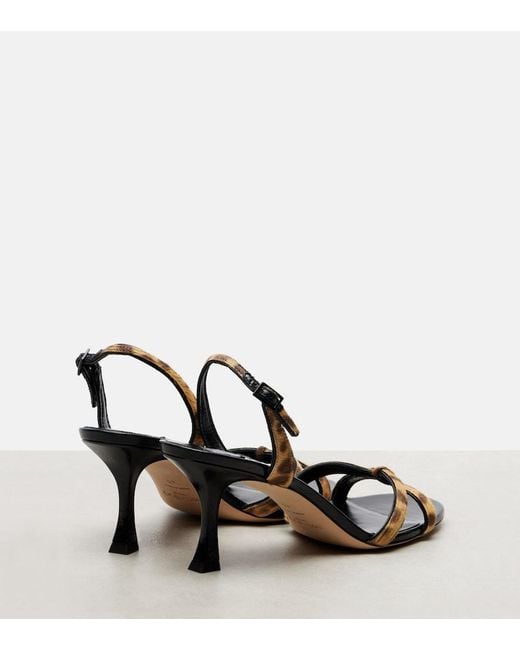 Jimmy Choo Metallic Elsy 70 Calf Hair-Trimmed Leather Sandals