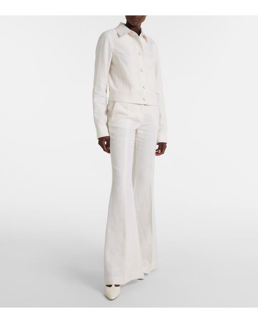Gabriela Hearst White Rhein High-Rise Linen And Wool-Blend Flared Pants