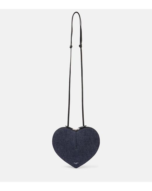 Alaïa Blue Schultertasche Le Cour Aus Denim
