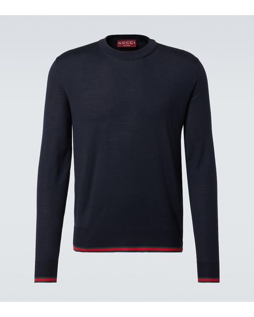 Gucci Blue Crewneck Regular-Fit Wool Jumper for men