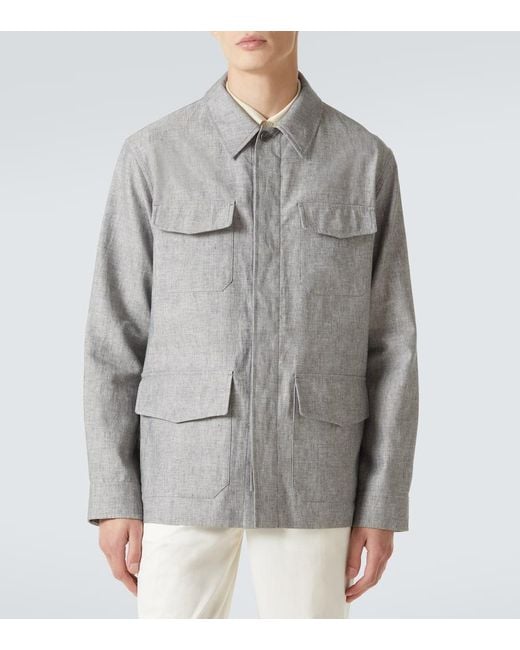 Dunhill Gray Linen Field Jacket for men