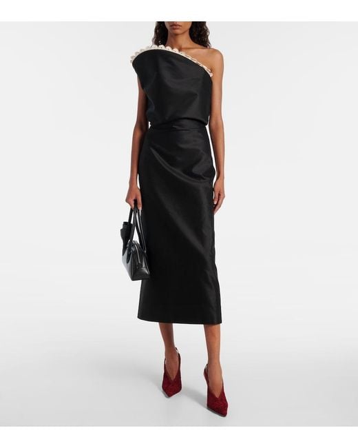 Magda Butrym Black Crochet-Trimmed Cotton Midi Dress