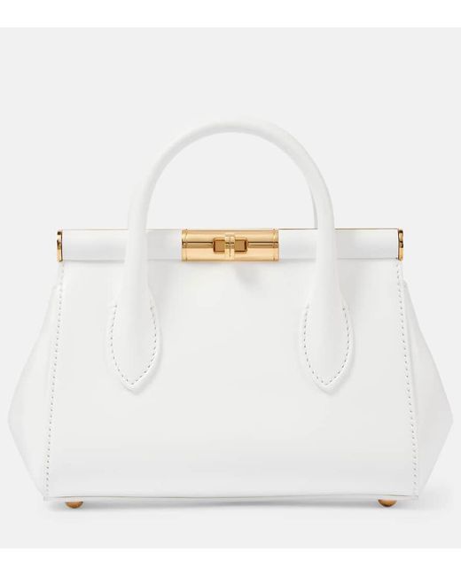 Dolce & Gabbana White Tote Bag Marlene Small Aus Leder